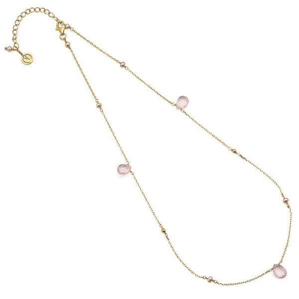 Cari 16" Gold Vermeil Rose Quartz & Pearl Necklace