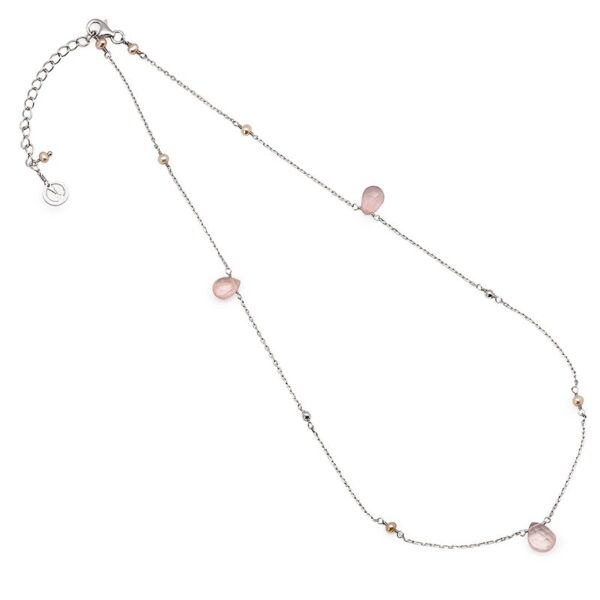 Cari 16" Silver Rose Quartz & Pearl Necklace
