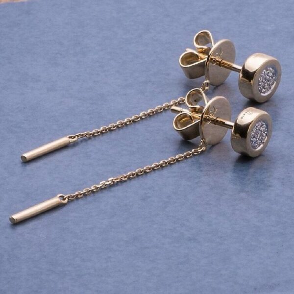 18ct Yellow Gold and Diamond Earstuds with Yellow Gold Drops