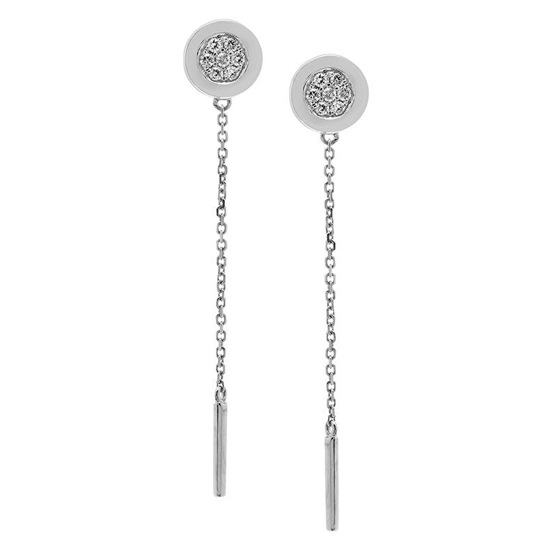18ct White Gold and Diamond Earstuds with White Gold Drops